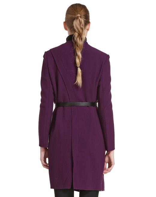 A1124603804   玛丝菲尔Marisfrolg  暗紫色优雅魅力双口袋长袖长款外套 商品图1