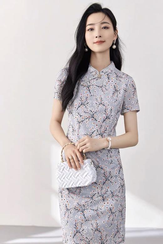 OUNIXUE/欧昵雪 气质温柔立领改良式旗袍连衣裙 18444 商品图5