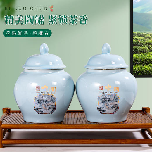 碧螺春茶双瓷罐礼盒装 明前嫩芽绿茶 90g*2罐/盒 商品图1