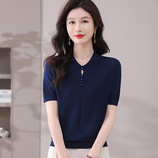 CC-101-1785含桑蚕丝短袖t恤女2025夏季薄款天丝针织衫体恤减龄上衣女 商品图3