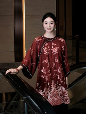 盛唐牡丹| 高货-红云纱手工满绣长衫