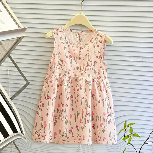 【29.9/任选2件起女童夏季薄款连衣裙】儿童泡泡棉宽松无袖背心裙宝宝碎花休闲长裙子 商品图6