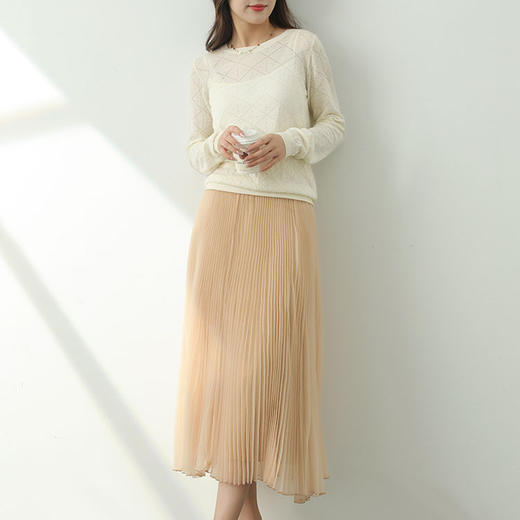 「K」洛诗琳04202仙气网纱半身裙2025夏季气质高腰A字百褶裙1083 商品图2