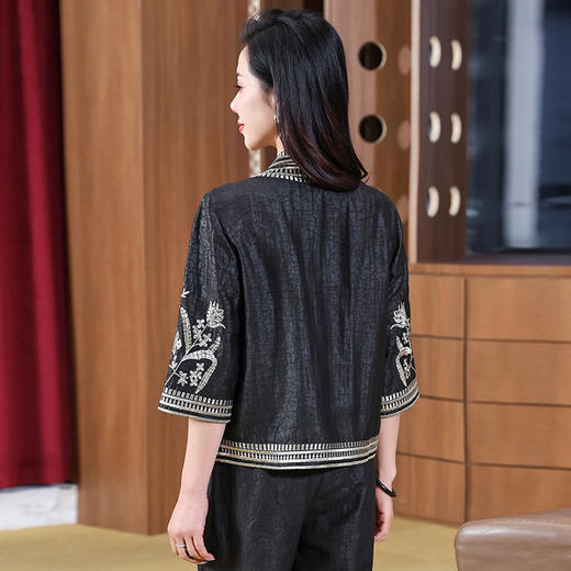 KQ-221903+221910香云纱老料重磅桑蚕丝松紧腰宽松显瘦气质女士阔腿裤时尚两件套装 商品图3