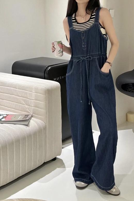 LNNNS 深蓝色收腰吊带背带裤 18367 商品图0