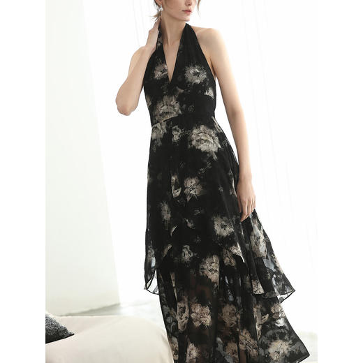 COCOBELLA重工提花金葱背心裙高知感度假风挂脖连衣裙FR3227 商品图2