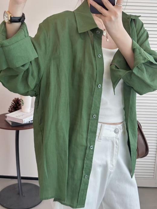 3-5天发货 无苎麻不夏天 松绿色苎麻衬衫遮肉显瘦！ 上身轻松惬意，秒变“纸片人” 商品图4