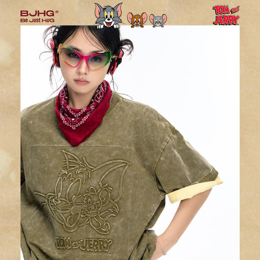 【猫和老鼠联名】 BJHG不计后果水洗短袖t恤男款夏季复古印花半袖 商品图2