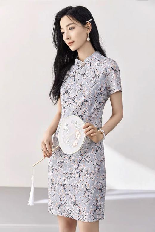 OUNIXUE/欧昵雪 气质温柔立领改良式旗袍连衣裙 18444 商品图6