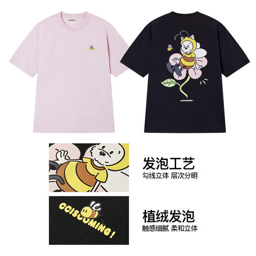 NPC潮牌CC系列背后蜜蜂小花发泡印花短袖T恤男索罗娜凉感CC53TE08 商品图4