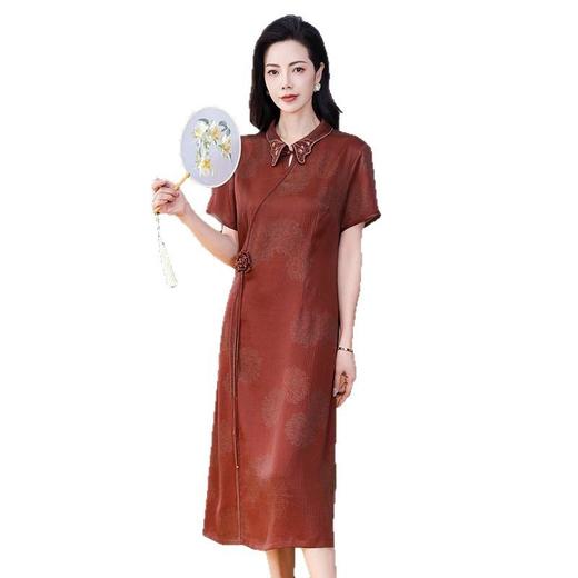 KQ-221919旗袍连衣裙女香云纱真丝新中式国风洋气夏装桑蚕丝中长裙 商品图4