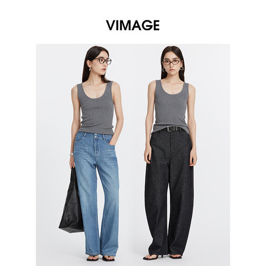 VIMAGE纬漫纪百搭气质U领针织背心内搭打底外穿上衣2025夏季新款V2301934 商品图1