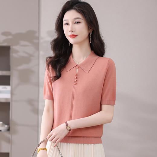 CC-101-1785含桑蚕丝短袖t恤女2025夏季薄款天丝针织衫体恤减龄上衣女 商品图0