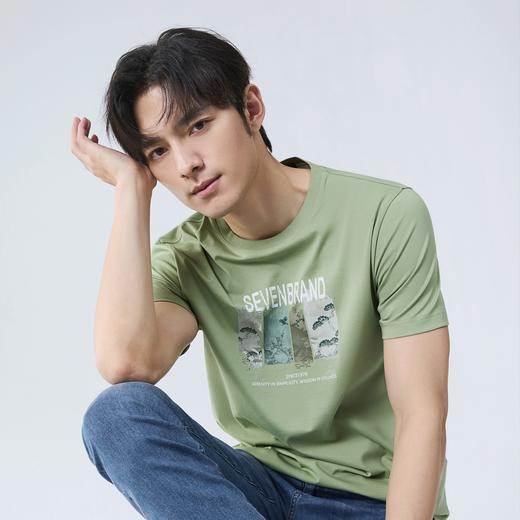 【国风图案T恤/凉感】柒牌7A抗菌短袖T恤男夏季新品印花圆领上衣 商品图1