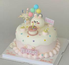 【臻品系列】---手绘【可爱粉色小兔兔】送闺蜜、女友、女儿、老婆生日蛋糕
