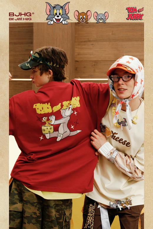 【王琳凯同款】猫和老鼠联名  BJHG不计后果美式短袖t恤男款夏情侣功能性半袖 商品图5