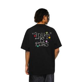 FDR官方店 珍珠绣花字母排版宽松短袖男女夏季潮牌情侣装体恤上衣