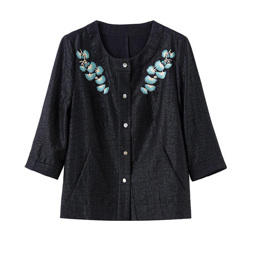 KQ-221971+221973香云纱新中式真丝上衣龟纹阔腿裤短款时尚桑蚕丝两件套装女 商品图4