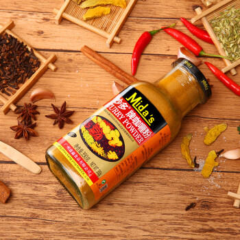 妙多（mida's）咖喱粉 咖喱饭调味料印度风味黄咖喱鸡块牛肉腌料大瓶玻璃装350g /粮油调味 /调味品 /复合调味料 商品图1