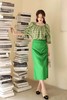 ANSUABEL 缎面抽褶亮绿色半裙 18465 商品缩略图0