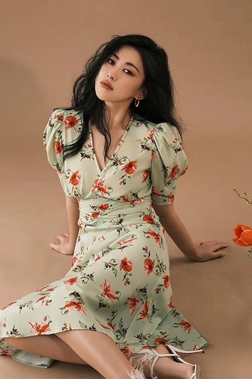 L.Fleuri 法式高级感复古印花泡泡袖连衣裙 18362 商品图2