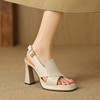 【预售5天】头层羊皮露趾粗跟一字扣带凉鞋女夏季新款女鞋简约时尚高跟鞋DPJ&2531A 商品缩略图3