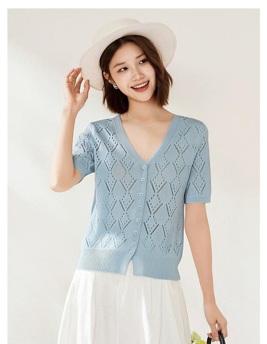 【和纸纱镂空小开衫】质地轻盈，光泽柔和，上身舒爽透气不闷热JZ2521-CC 商品图3