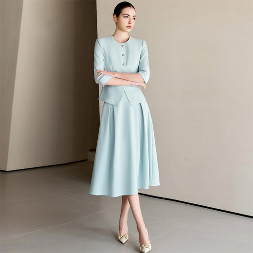 IWY/气质蓝色职业西装套裙女夏季新品高级感上镜两件套正装WCS130 商品图3