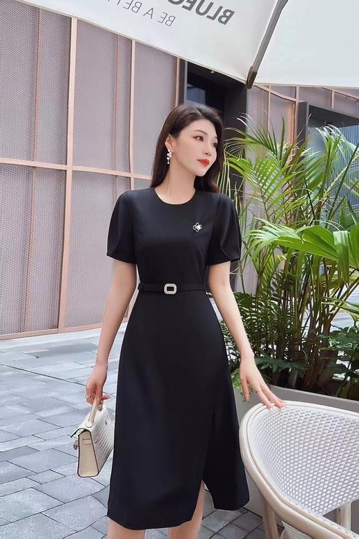 Le Malene 经典黑色优雅腰带连衣裙 18355 商品图2