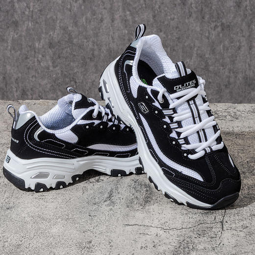 斯凯奇D'LITES 1.0时尚绑带运动鞋/熊猫鞋 男款黑白色 商品图3