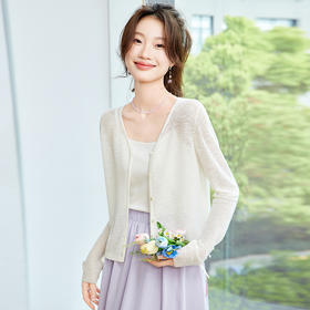 CC-SD7056冰丝防晒针织开衫女夏季2025新款休闲薄款长袖空调罩衫外搭女装