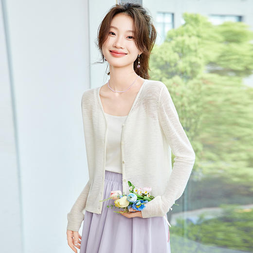 CC-SD7056冰丝防晒针织开衫女夏季2025新款休闲薄款长袖空调罩衫外搭女装 商品图0