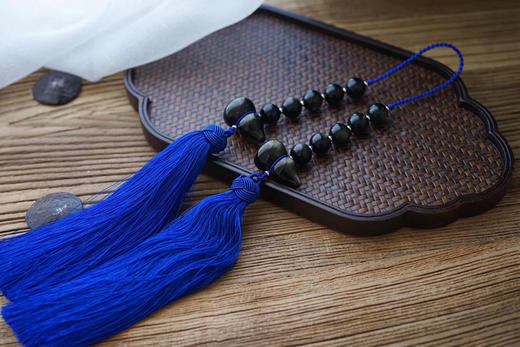 “福禄双全进财来”黑曜石流苏车挂（可以留言流苏颜色 蓝色/紫色） 商品图3