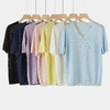【无缝一体和纸纱V领T恤】甄选和纸混纺纱线，质地轻盈，透气清爽JZ2534-CC 商品缩略图1