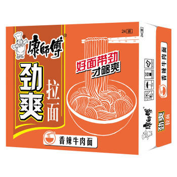 康师傅方便面 劲爽香辣牛肉面91g*24袋 泡面袋装速食 方便食品 /粮油调味 /方便食品 /方便面 商品图2