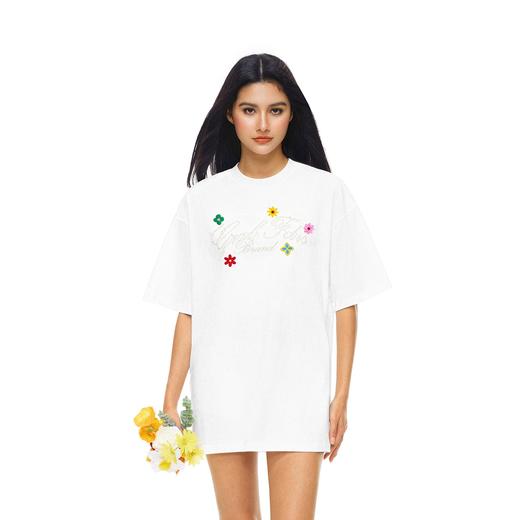 FDR官方店 珍珠绣花字母排版宽松短袖男女夏季潮牌情侣装体恤上衣 商品图2