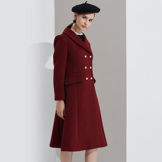 GLJW88902L2916500 gerolamoGEROLAMO中长款双排扣羊毛毛呢大衣女 商品图0