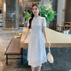 奢姿大码女装2025夏季胖妹妹时尚气质优雅复古短袖蕾丝立领连衣裙9952853316 商品缩略图0