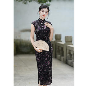 GX老上海复古国风长款连袖旗袍2025春夏新款小个子中式旗袍裙