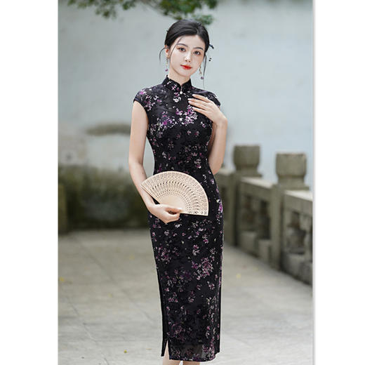 GX老上海复古国风长款连袖旗袍2025春夏新款小个子中式旗袍裙 商品图0