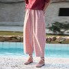 绽放旅行女装250朵/日本进口高密纱线色织格全腰松紧九分裤休闲裤 商品缩略图0