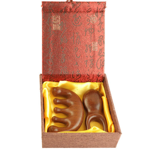 【金丝檀木梳！国潮风高雅之选！】天然檀木按摩梳🎁母亲节送长辈的贴心伴手礼，3分钟头皮SPA，舒缓疲劳，每一梳都满载温情❤️国潮风檀木按摩梳礼盒套装 母亲节送长辈礼物 经络梳子排骨梳伴手礼 商品图4