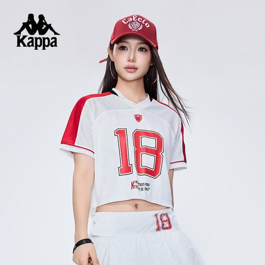 Kappa卡帕背靠背2025新款夏季运动短袖女士美式t恤V领透气上衣女KPDJBTD10 商品图2