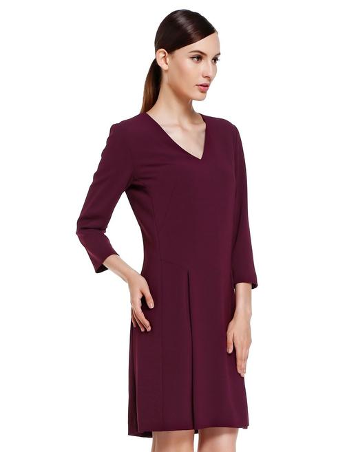4894415371840 JOAN&DAVID 深酒红色贵妇气质八分袖连衣裙 商品图2