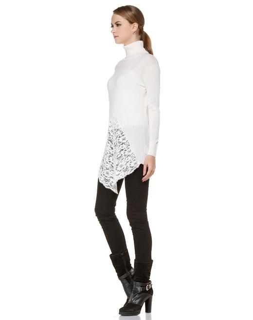 JOAN&DAVID   米白色潮流拼接长款长袖针织衫 商品图3