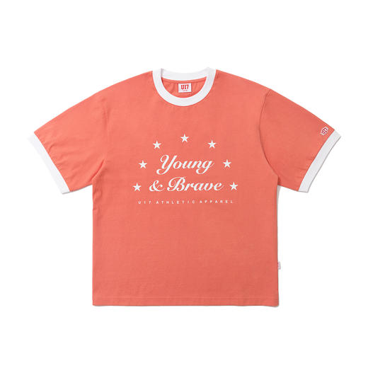 U17 星标 SLOGAN 印花T恤 橘粉色 商品图0