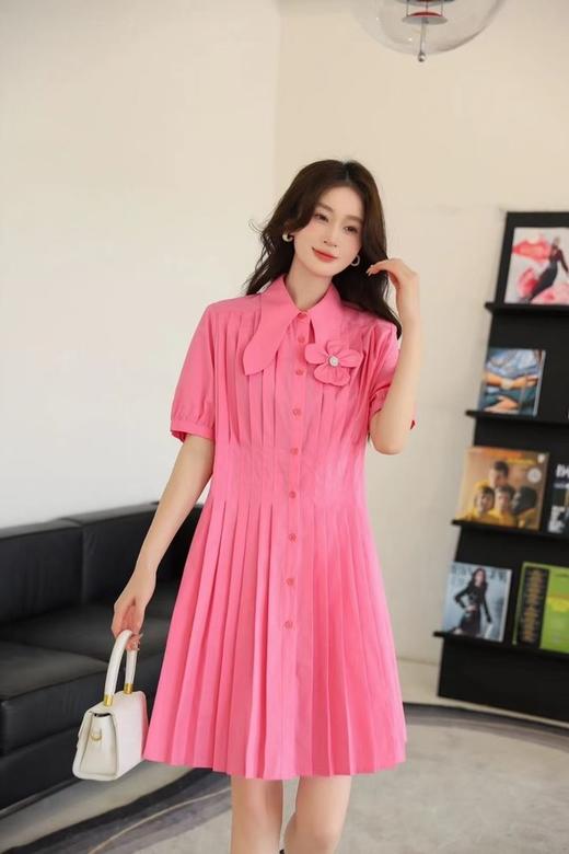 L.Fleuri 短袖粉色皱褶连衣裙 18461 商品图3