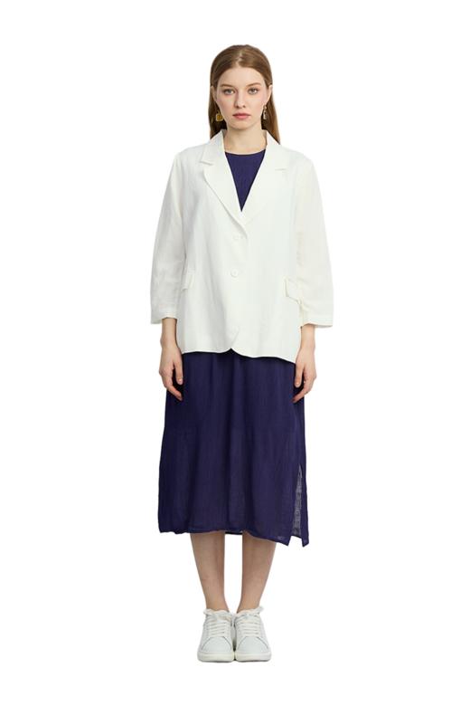 VIVIAN LIU D2443107 25春女装翻领两粒扣翻盖口袋七分袖宽松西装 商品图5