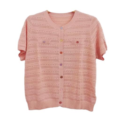 VIVIAN LIU C2536301 25夏季女装新款彩色扣镂空短袖毛衫 商品图4