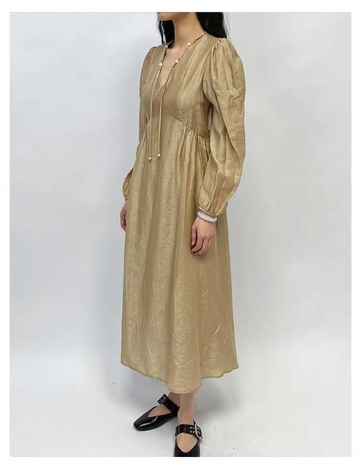 中秋大力度清仓~（不支持退）NO退~｛ 连衣裙系列 ｝83%天丝暗纹V 领提花设计感连衣裙24092-喜出 商品图3